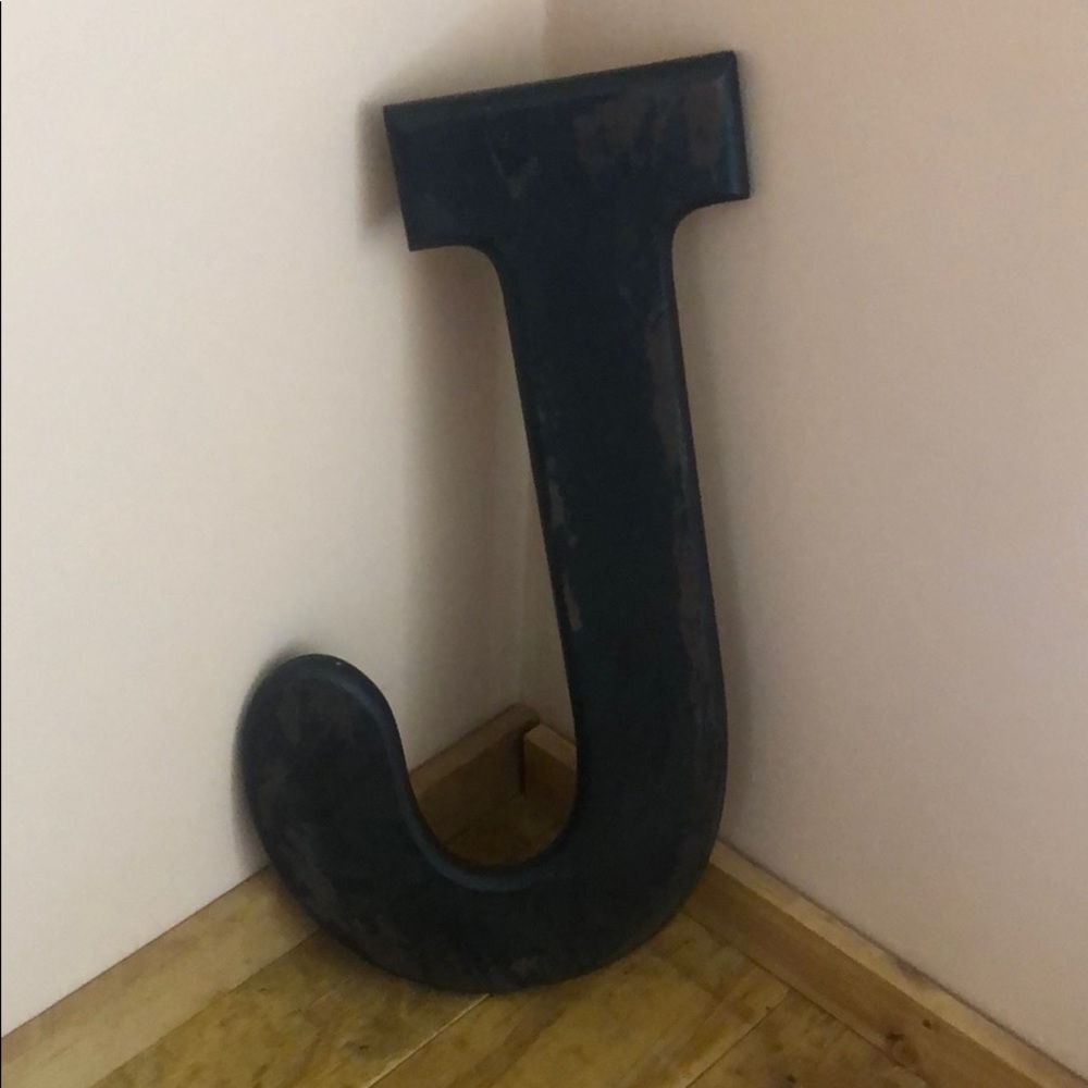 Distressed hanging “J”